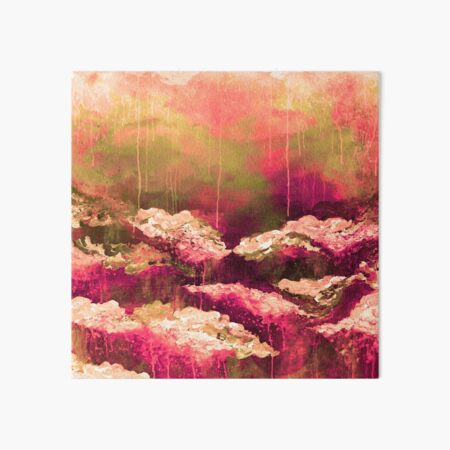 ITS A ROSE COLORED LIFE Floral Hot Pink Marsala Olive Green Flowers Abstract Acrylic Painting Fine Art Art Board Print