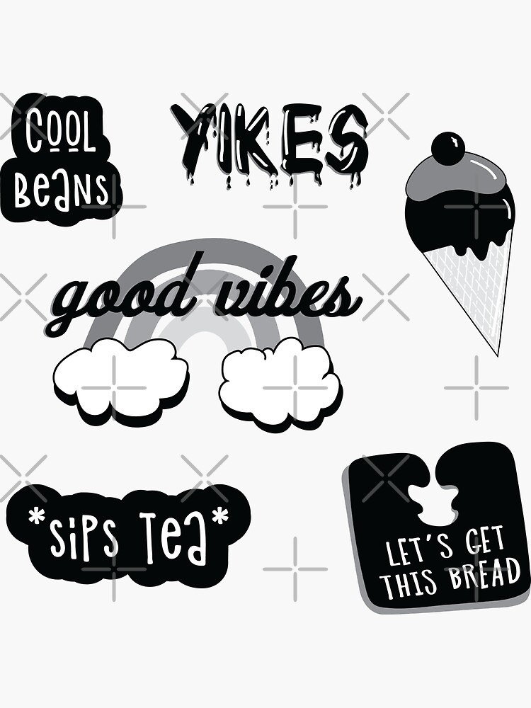 Black and White Sticker Pack Sticker for Sale by The-Goods