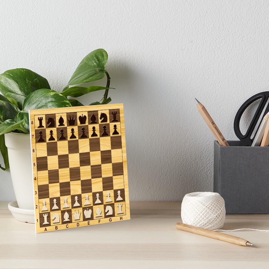 Wooden Chess board with figures.  Art Print
