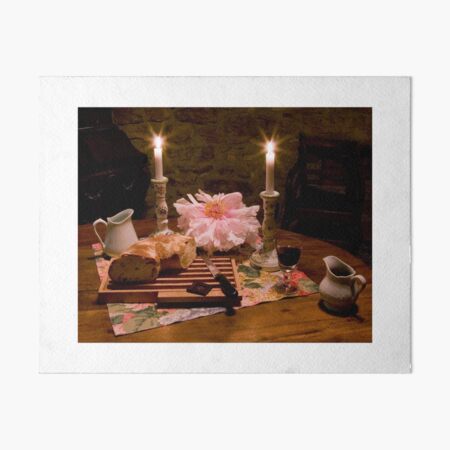 Bread, Wine, and Peony Art Board Print