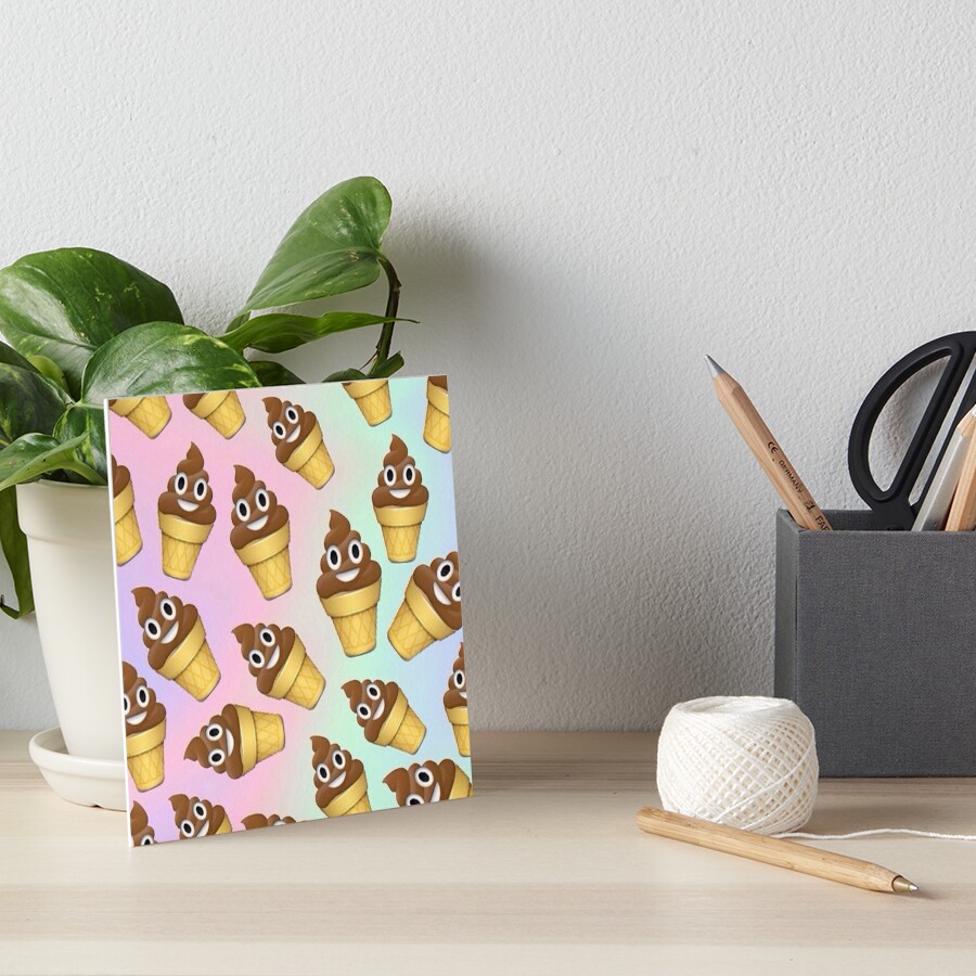 "Poop Emoji Ice Cream Cone Design" Art Board Print by BenDeano Redbubble