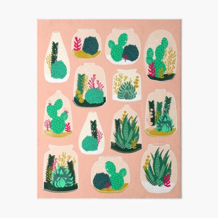Terrariums - Cute little planters for succulents in repeat pattern by Andrea Lauren Art Board Print