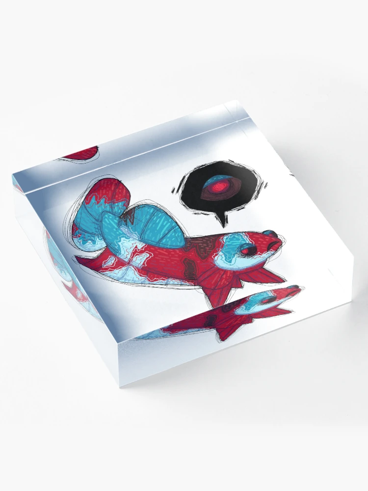 Aperçu 4 sur 5. Bloc acrylique avec l'œuvre Yeux Rouges - Betta créée et vendue par Fishbonee.
