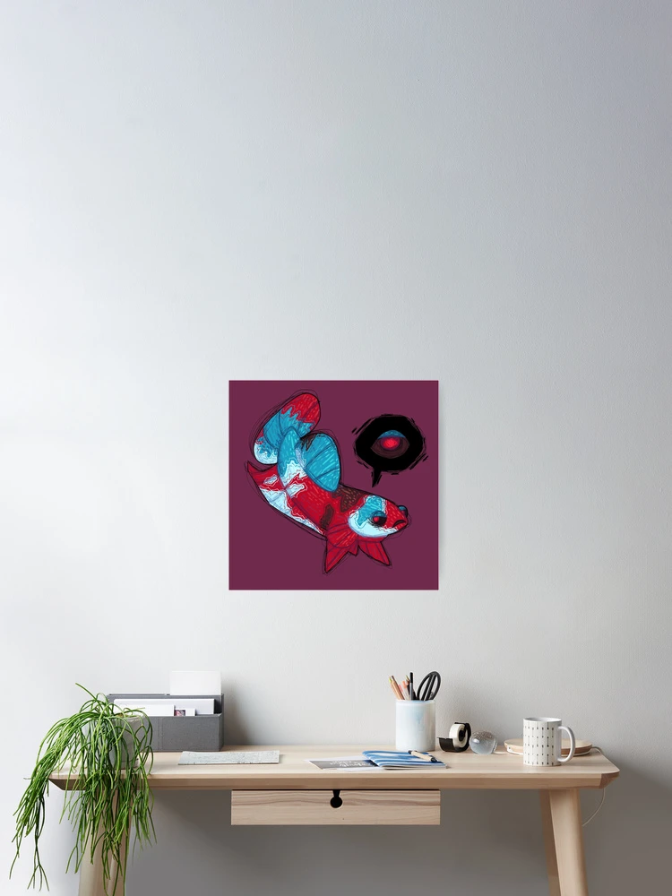 Aperçu 2 sur 3. Poster avec l'œuvre Yeux Rouges - Betta créée et vendue par Fishbonee.