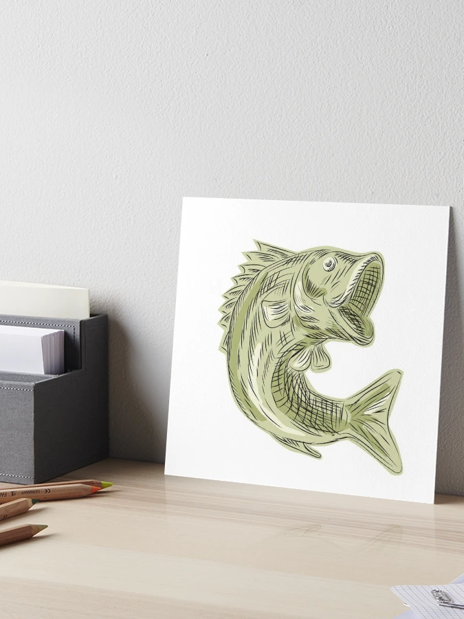 Largemouth Bass Fish Etching Art Board Print for Sale by patrimonio