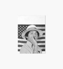 Young Obama smoking with American Flag Art Board Print