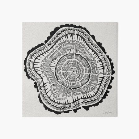 Tree Rings – Black on White Art Board Print
