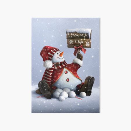 Xmas-Snowman Art Board Print