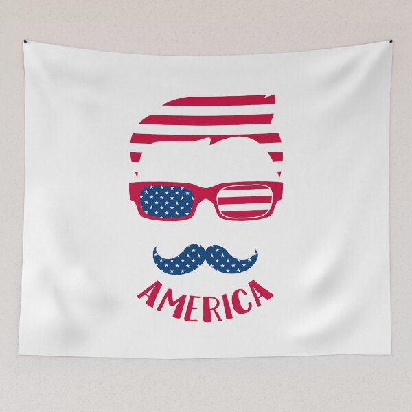 Item preview, Funny Patriotic USA Hipster Face designed and sold by Sunnytime.