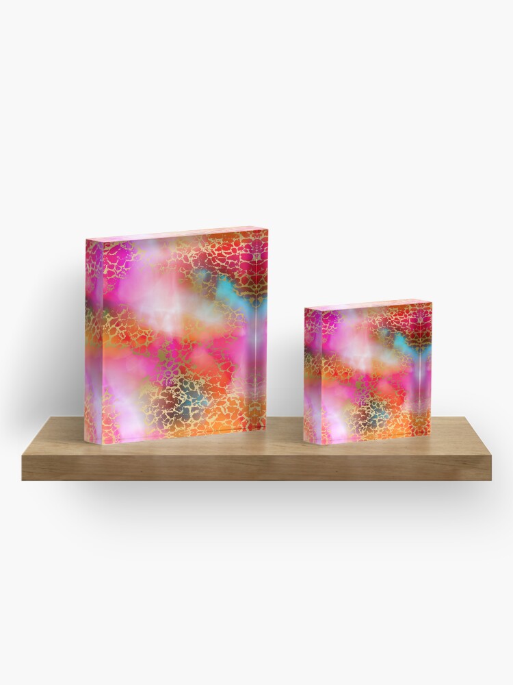 Alternate view of Hot gold color fancy Acrylic Block