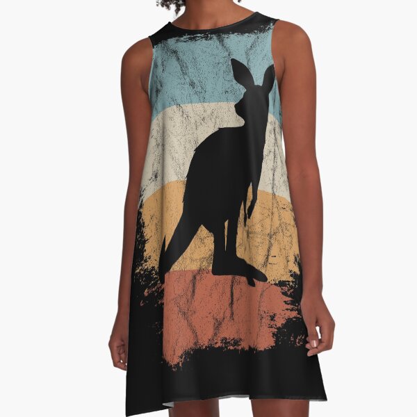 Retro Kangaroo Silhouette Shirt | Funky Vintage Marsupial A-Line Dress