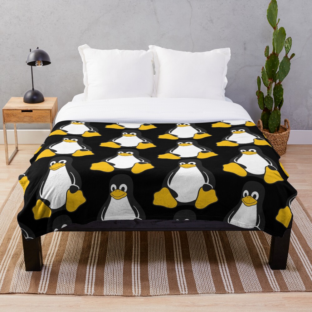 Linux Tux Throw Blanket