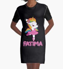 Fatima Pink Fatima The Dancing Unicorn - Special Personalised Gift For Fatima Graphic T-Shirt Dress