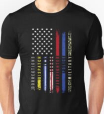 First Responders Hero Flag USA Thin Line Salute Slim Fit T-Shirt