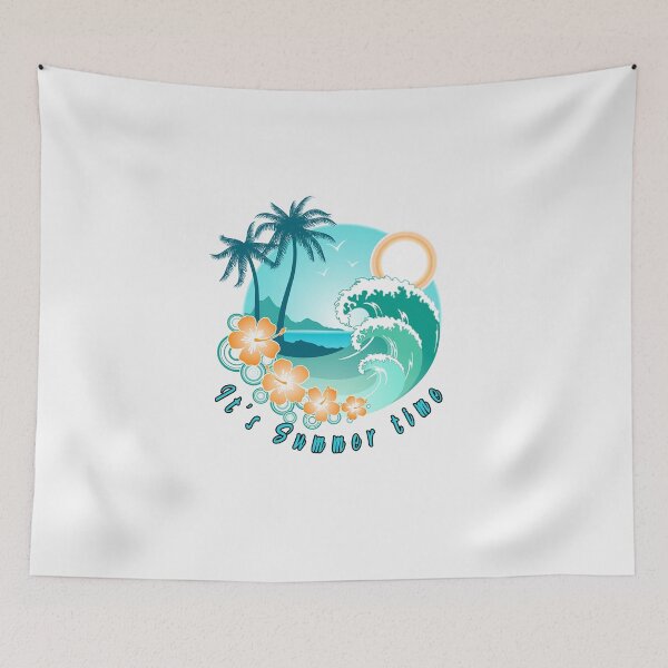 Item preview, Summer time! Summer vacation on the beach with waves, palm trees and sunglasses designed and sold by Peter Azeez.