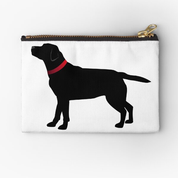 Black Labrador with Red Collar Zipper Pouch