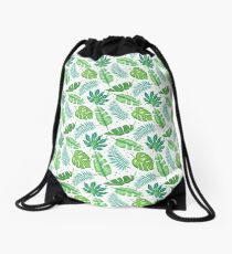Tropical leaves Drawstring Bag