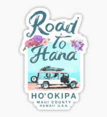 Road to Hana Maui Hawaii Vintage Hawaiian Floral Sticker