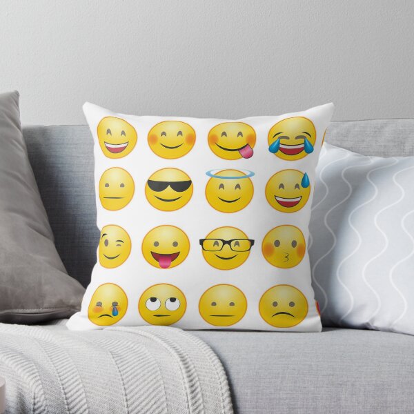 Emoji Faces Text Pillows & Cushions for Sale