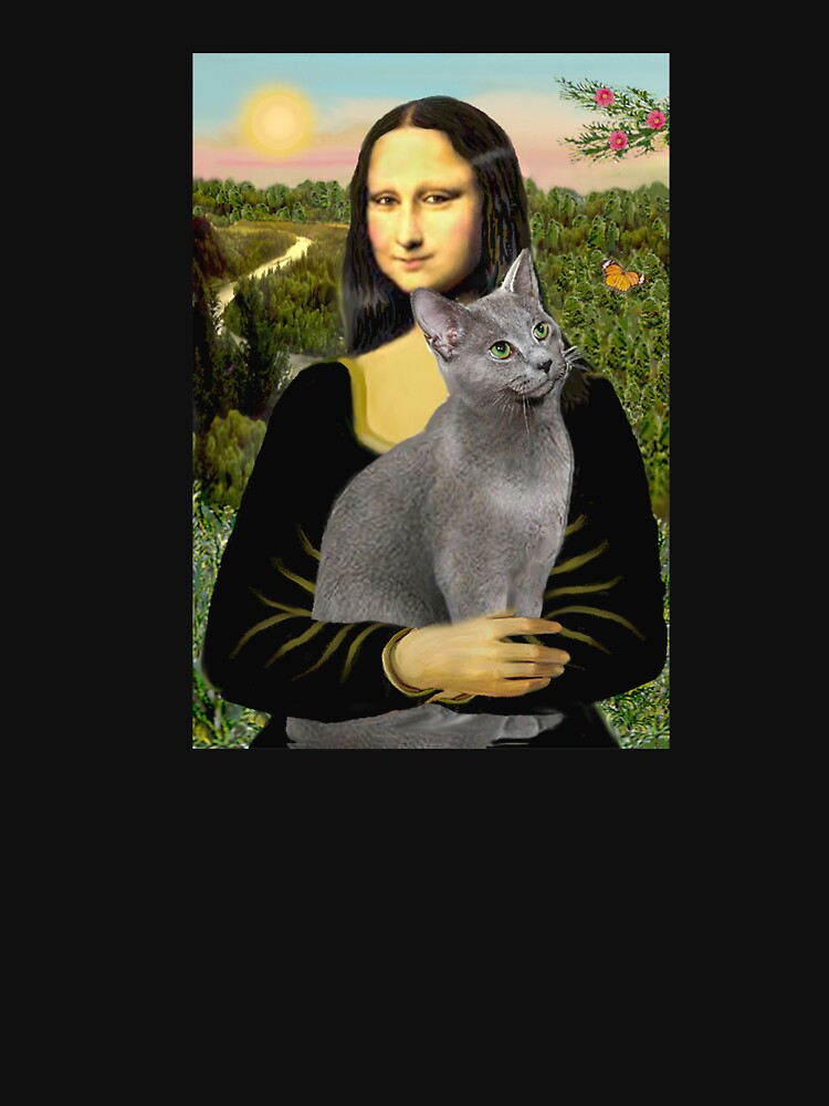 Mona Lisa and her Russian Blue cat by JeanBFitzgerald