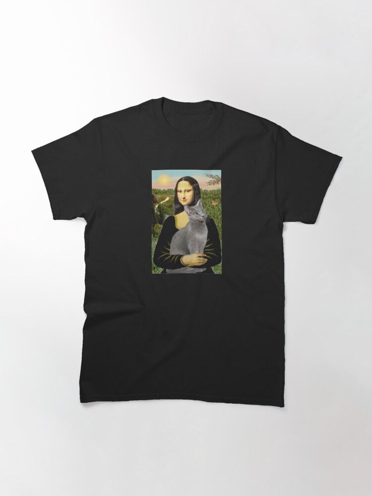Alternate view of Mona Lisa and her Russian Blue cat Classic T-Shirt