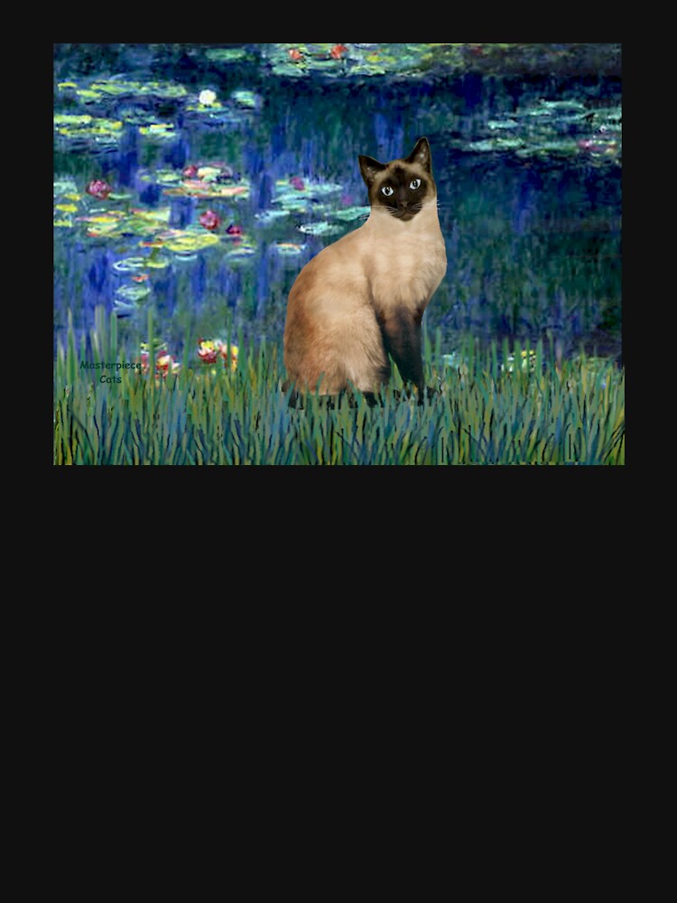 Lily Pond (#4) (Monet) and her Chocolate Point Siamese Cat by JeanBFitzgerald