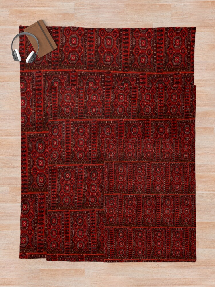 Alternate view of Red Oriental rug look Throw Blanket