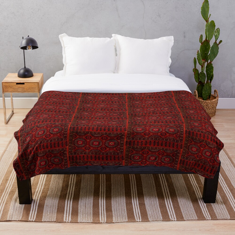Red Oriental rug look Throw Blanket