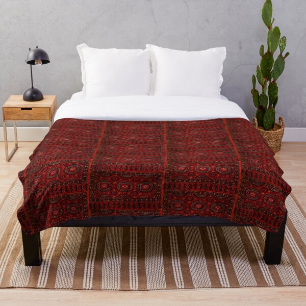 Red Oriental rug look Throw Blanket