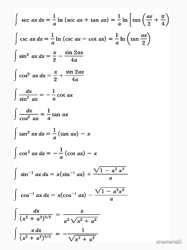 Some #Indefinite #Integrals #Math Mathematics #Calculus Integral sin cos tan by znamenski