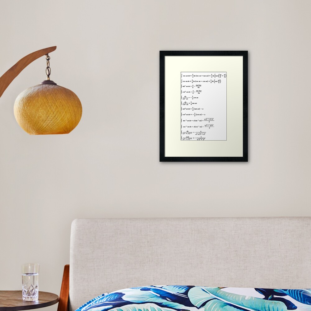 Some #Indefinite #Integrals #Math Mathematics #Calculus Integral sin cos tan Framed Art Print