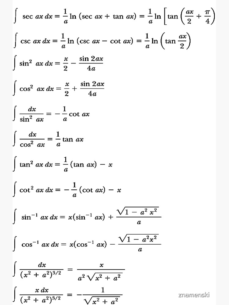 Some #Indefinite #Integrals #Math Mathematics #Calculus Integral sin cos tan by znamenski