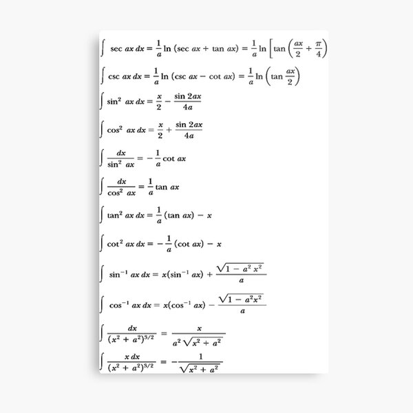 Some #Indefinite #Integrals #Math Mathematics #Calculus Integral sin cos tan Metal Print