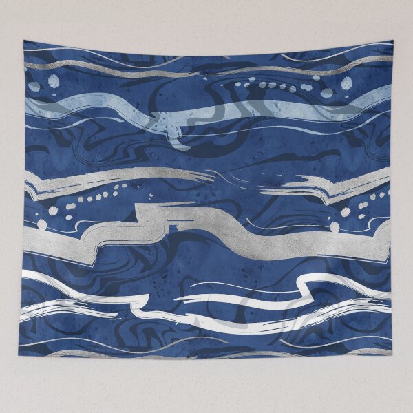 Item preview, Abstract dragon fire water reflexions // blue and silver designed and sold by SelmaCardoso.