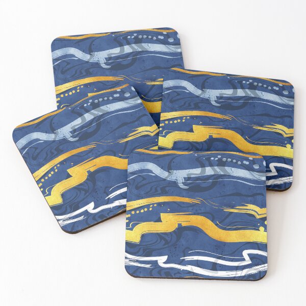 Item preview, Abstract dragon fire water reflexions // blue and gold designed and sold by SelmaCardoso.