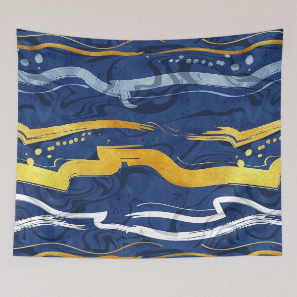 Item preview, Abstract dragon fire water reflexions // blue and gold designed and sold by SelmaCardoso.