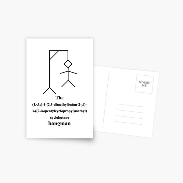 lustiges Galgenmännchen - hangman - Chemie - IUPAC - black Postkarte