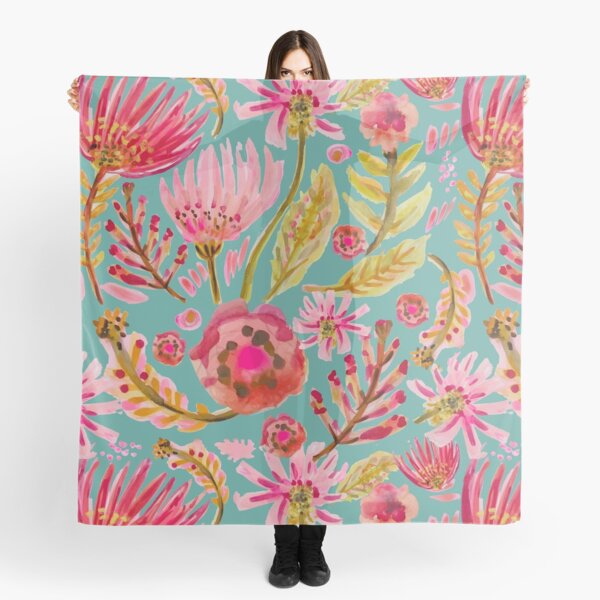 Daisies on Aqua Scarf