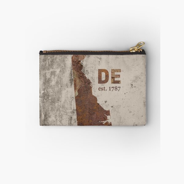 Item preview, Delaware Rusty Cement Wall State Map Outline Founded Date Series designed and sold by map-lover.