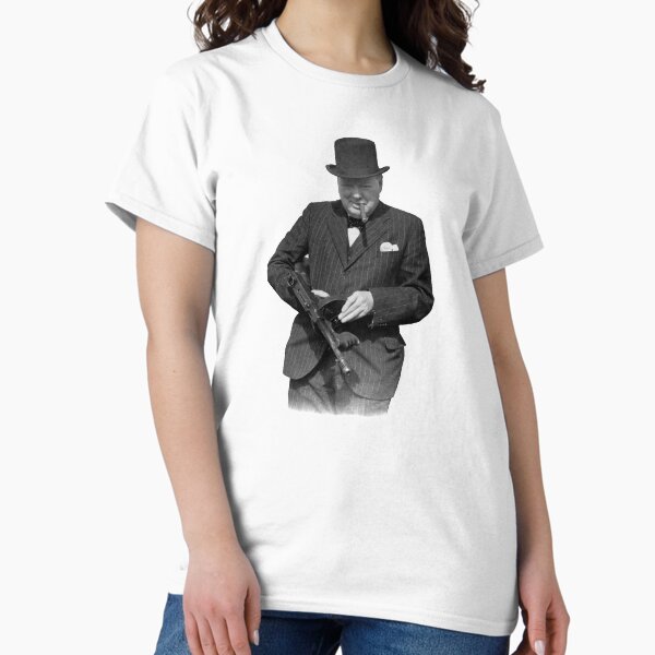 Vista previa del artículo con la obra «Winston Churchill sosteniendo una pistola "Tommy"», diseñado y vendido por BERGULATOR.