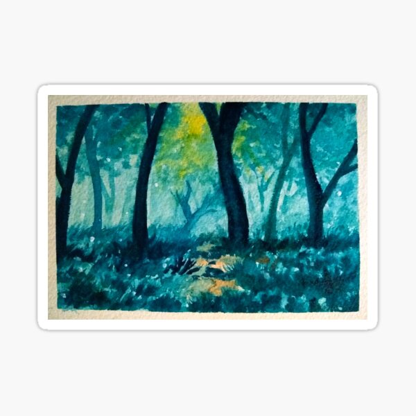 "Watercolor of the One Hundred Acre Woods" Sticker by mmonin001 Redbubble