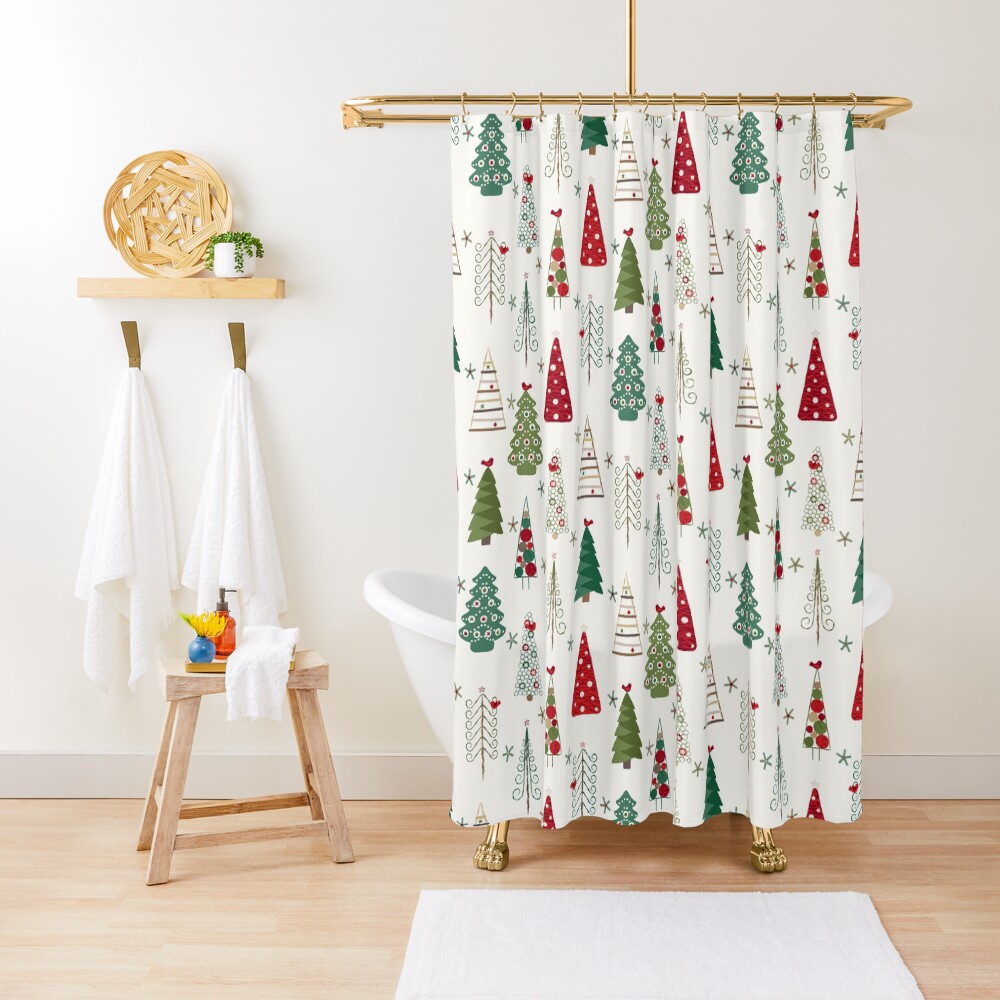 "Swedish Minimalist Christmas Trees Pattern Classic Red and Green