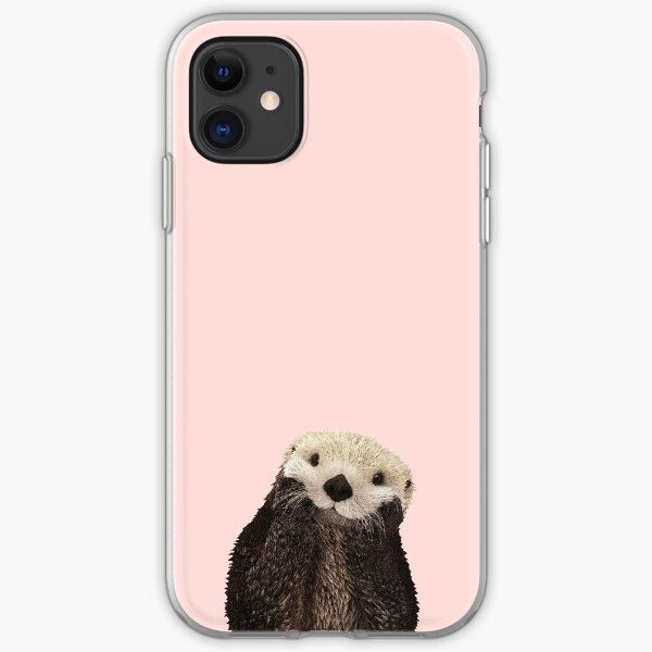 Cute Otter against a rose gold background. Minimalist. Coastal. Adorable. iPhone Soft Case