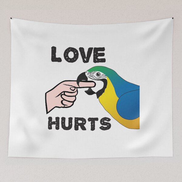 Item preview, Love Hurts Blue and Gold Macaw Parrot designed and sold by einsteinparrot.