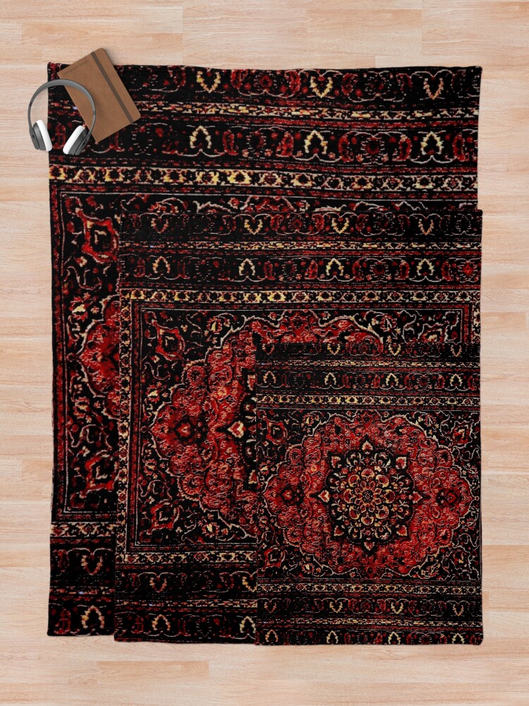 Alternate view of Persian carpet look in rose Throw Blanket