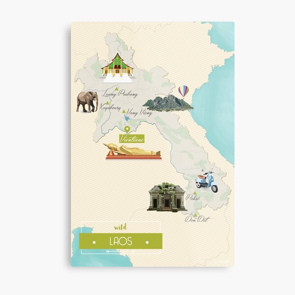 Carte Laos Impression métallique