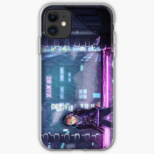 Cyberpunk in the rain iPhone Soft Case