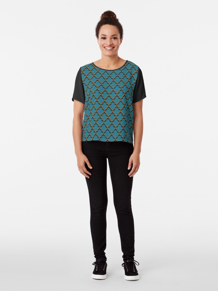 Alternate view of Orange on Blue Chiffon Top