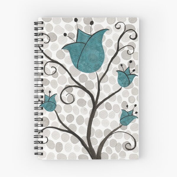 Item preview, Teal Polka-Dot Flowers - Scandinavian Tulips - Watercolor Flowers designed and sold by PopwheelArt.