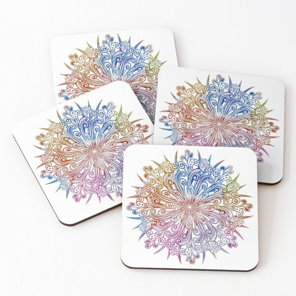 Item preview, "Fern Fronds and Flowers" | Multi Coloured Floral Mandala designed and sold by LiseHoltArt.